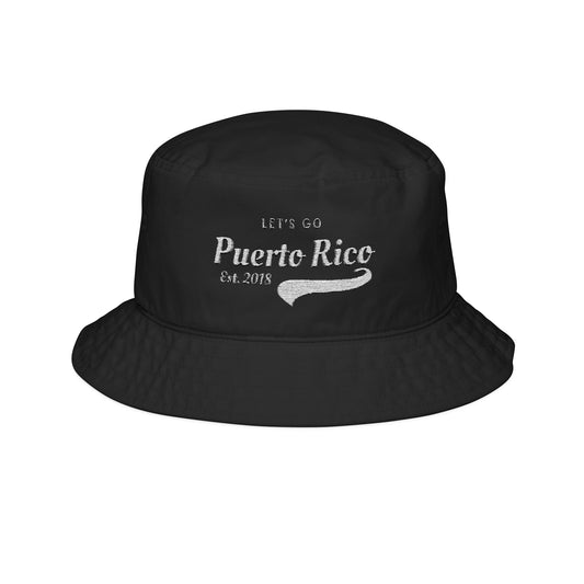 Black Let's Go Puerto Rico Embroidered Bucket Hat