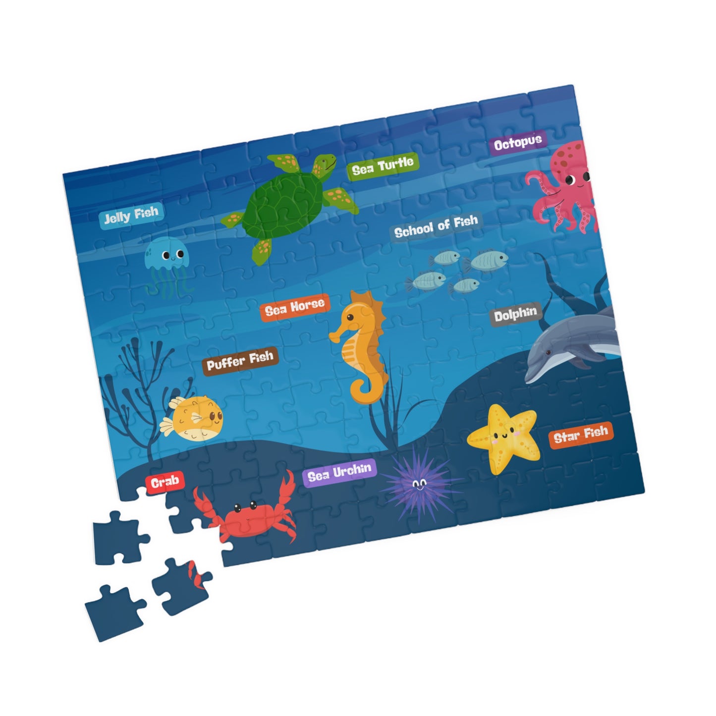Marine Life Themed Puzzle for Kids - 110 Pieces, Fun Gift for Puzzle Lovers